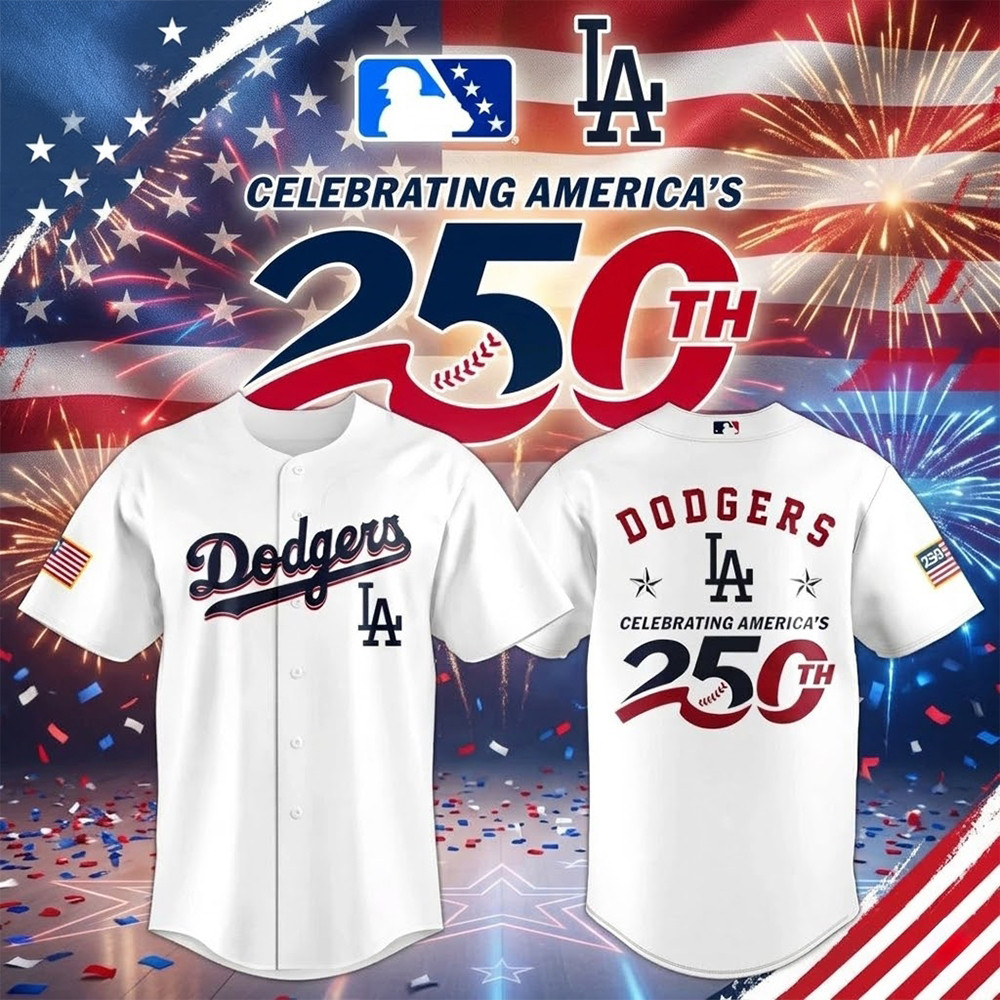 Los Angeles Dodgers Celebrating America 250Th Baseball Jersey Baseball Merch 4th Of July Gift