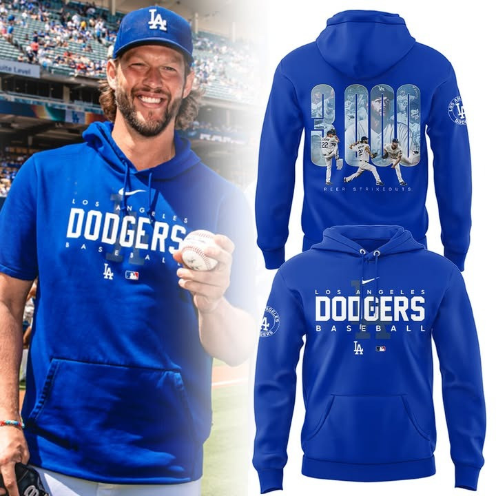 Los Angeles Dodgers Clayton Kershaw 3000Th Strikeout Hoodie Dodgers MLB Merch Fan Gifts