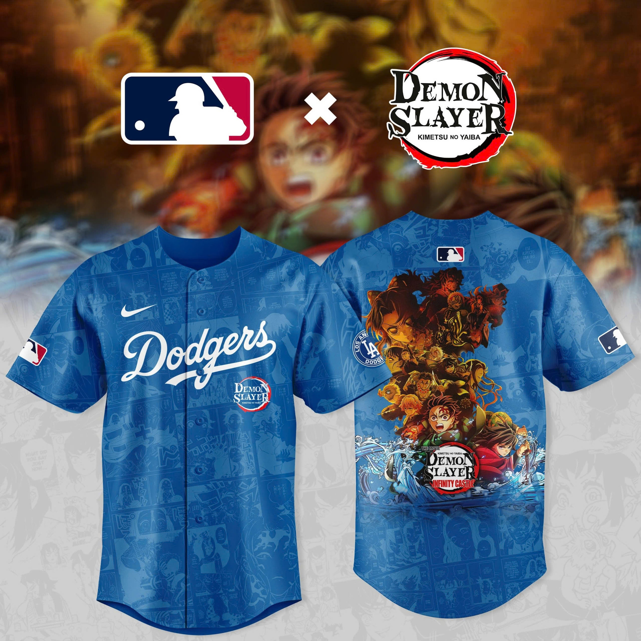 Los Angeles Dodgers Demon Slayer X Dodgers 2025 Baseball Jersey Gifts For Baseball Fans