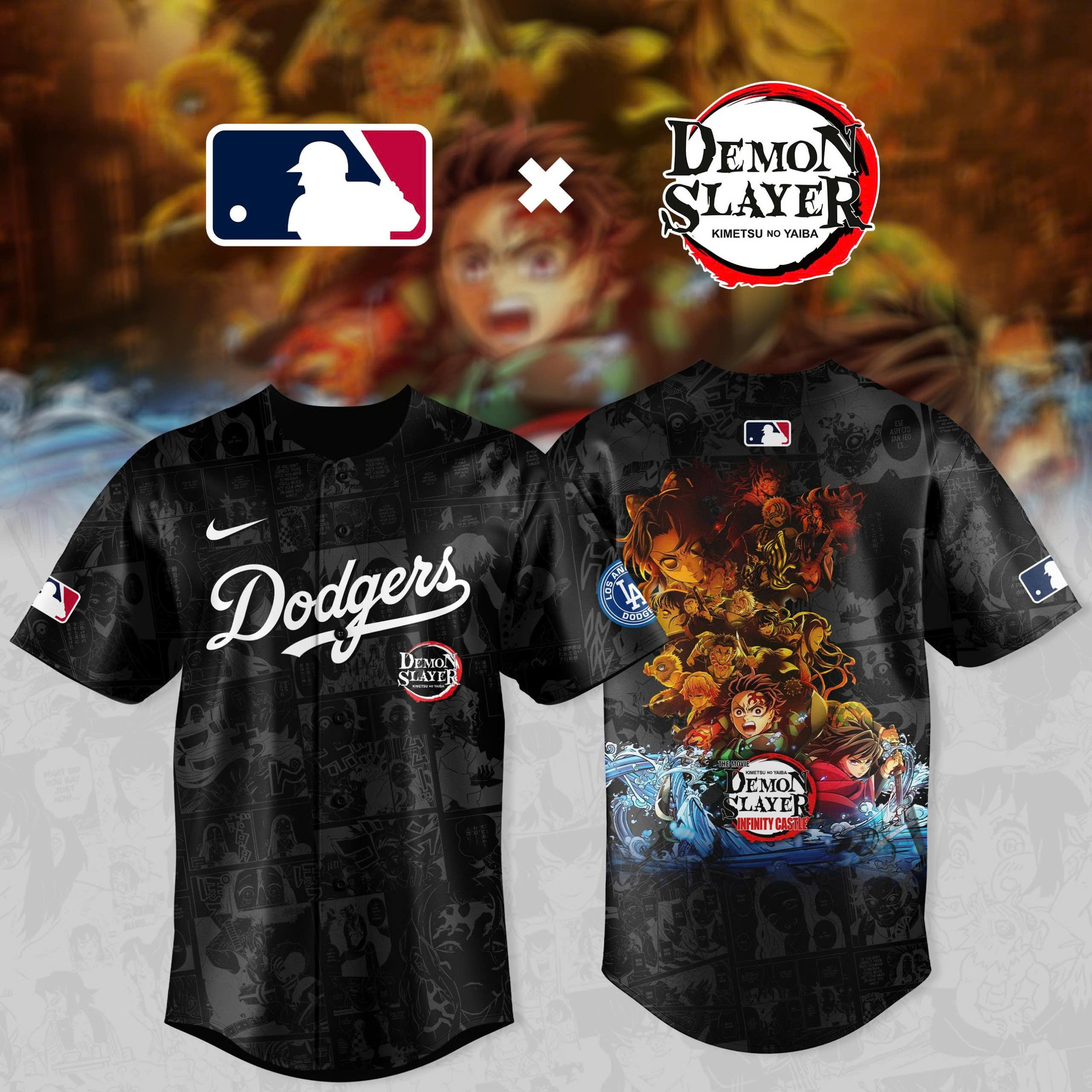 Los Angeles Dodgers Demon Slayer X Dodgers Baseball Jersey Gifts For Baseball Lovers