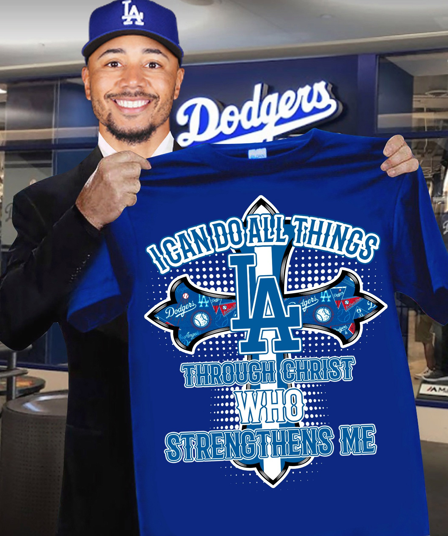 Los Angeles Dodgers Fan Faith T-Shirt I Can Do All Things Through Christ Who Strengthens Me