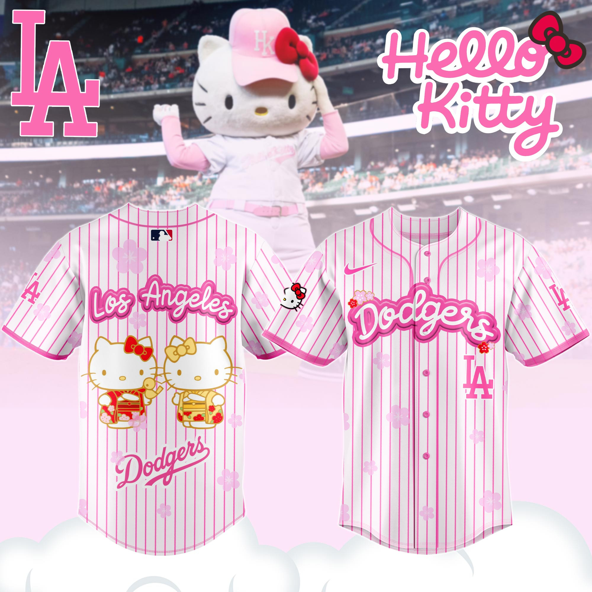 Los Angeles Dodgers Hello Kitty Baseball Jersey Gifts For Baseball Lovers