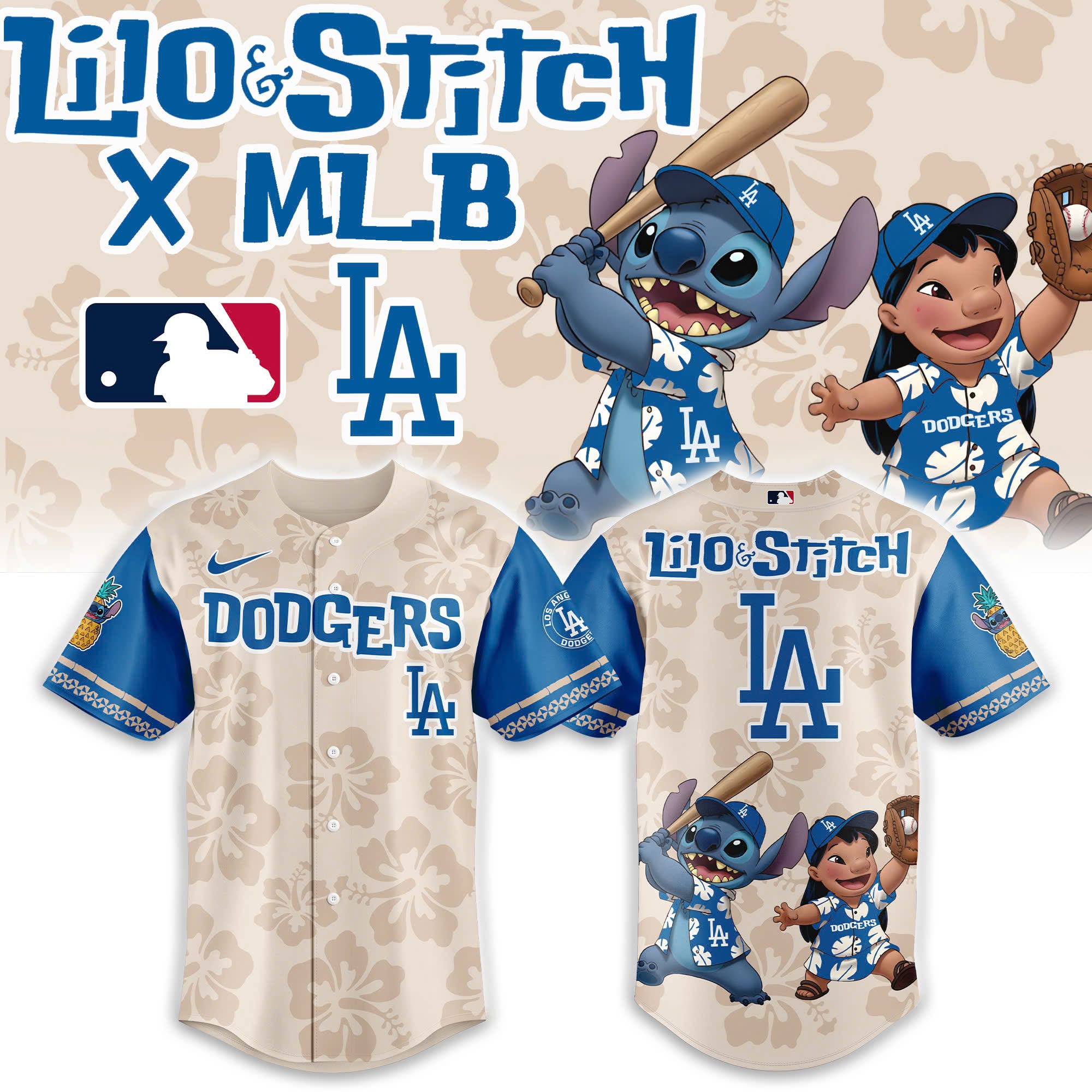 Los Angeles Dodgers Lilo And Stitch Jersey Dodgers Merch Best Gift For Baseball Lover