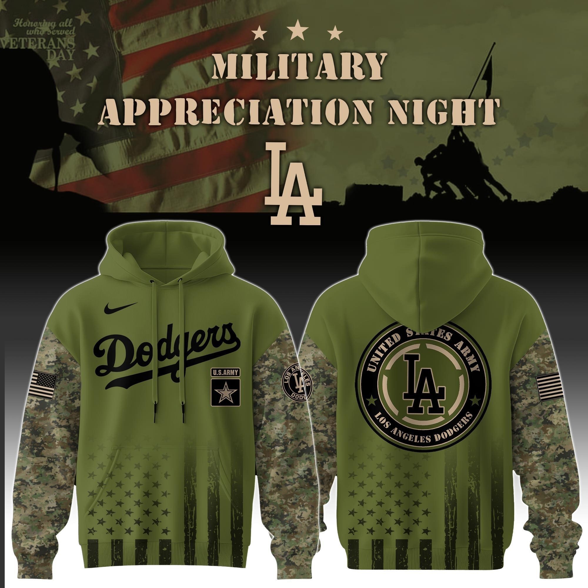 Los Angeles Dodgers MLB Military Appreciation Night Hoodie Camo Best Gifts For Dodger Fans