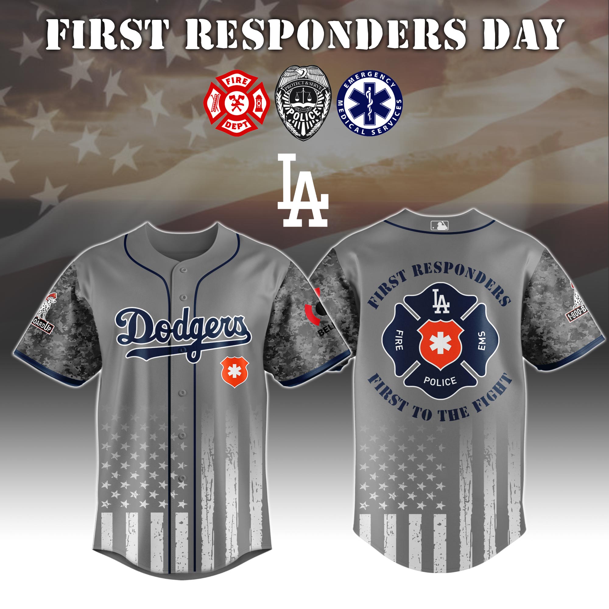 Los Angeles Dodgers MLB x First Responders Jersey 2025 Gift For Baseball Fans