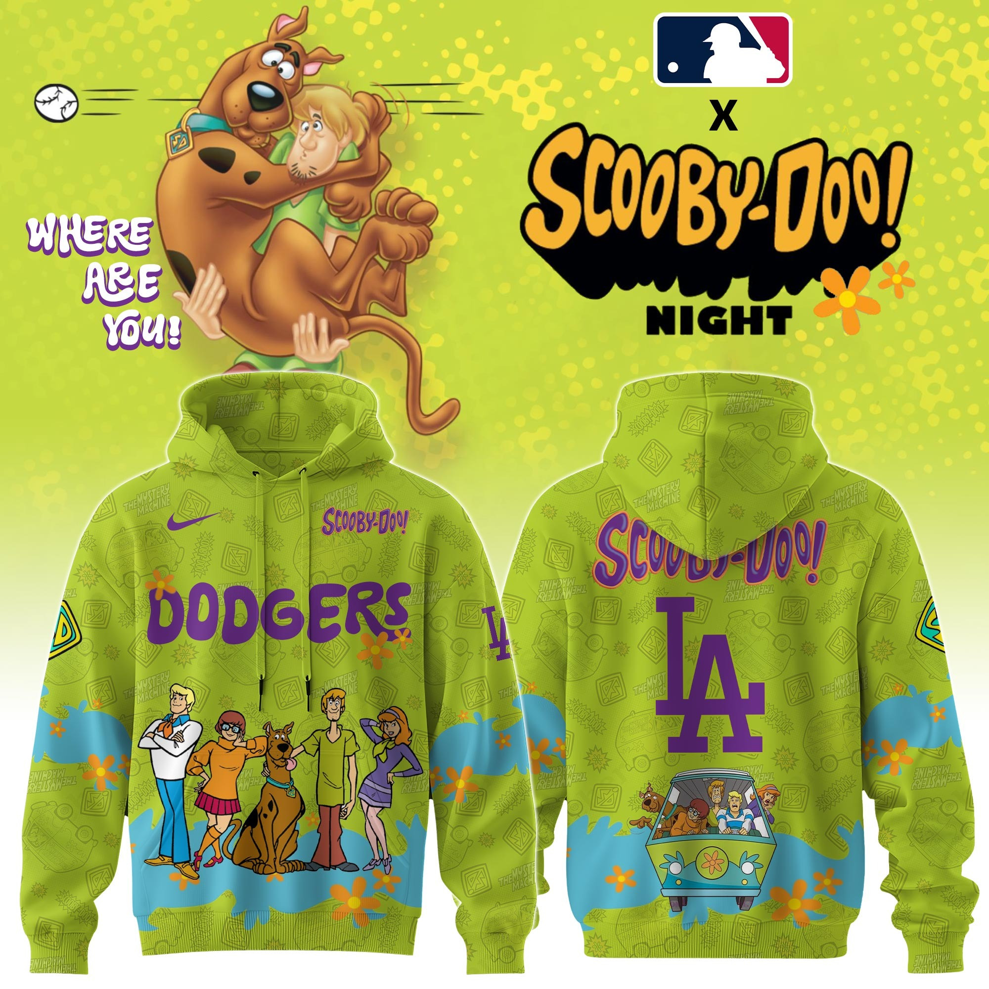 Los Angeles Dodgers MLB x Scooby Doo Hoodie Best Gifts Dodgers Fans For Him Her