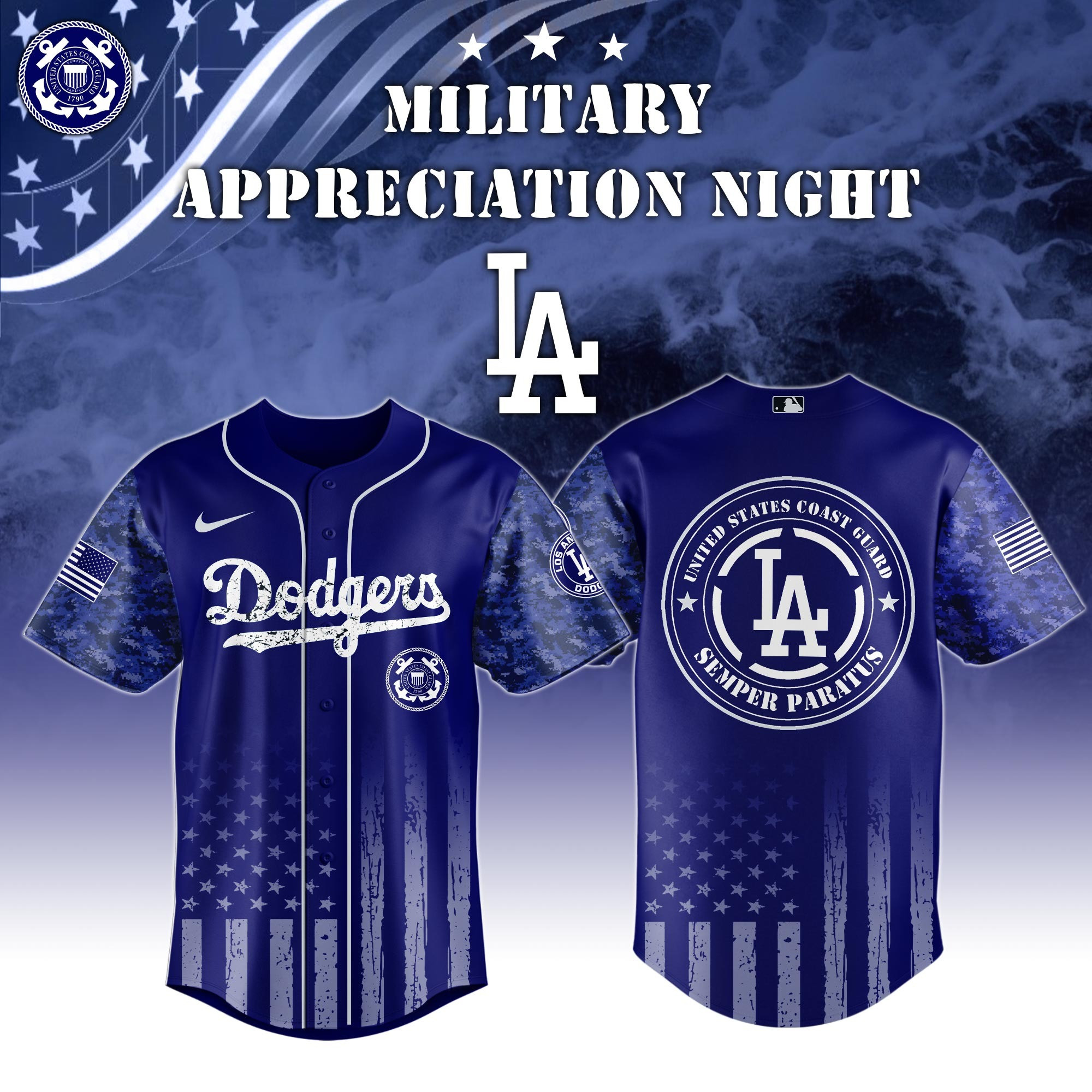 Los Angeles Dodgers MLB x United States Coast Guard Military Appreciation Night Jersey Fans Gift
