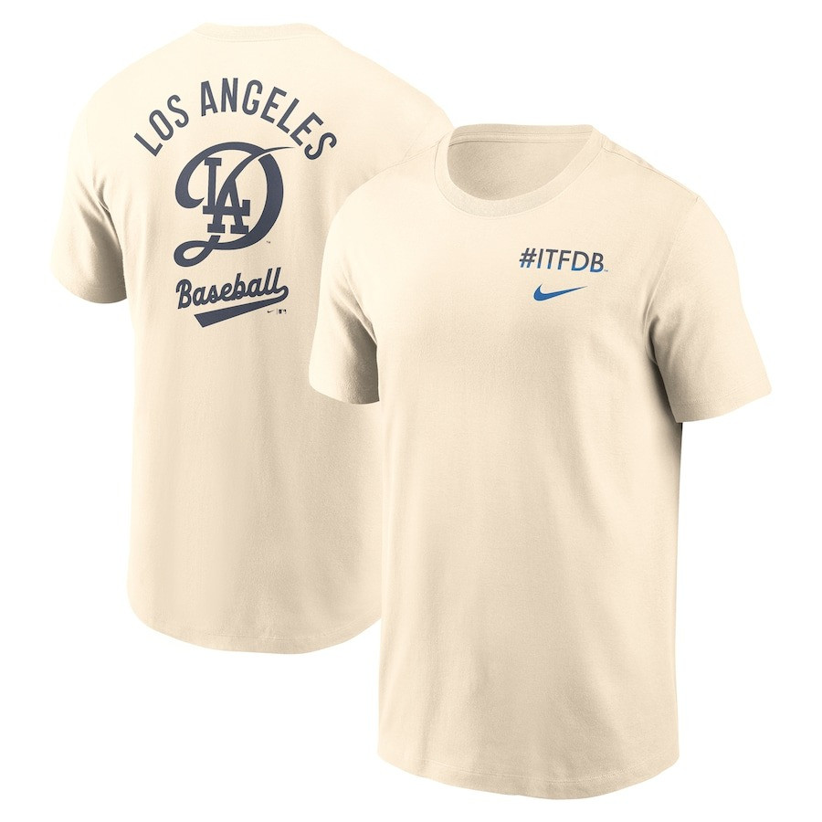 Los Angeles Dodgers Nike Cream 2025 City Connect T-Shirt ITFDB Gifts For Dodgers Fans