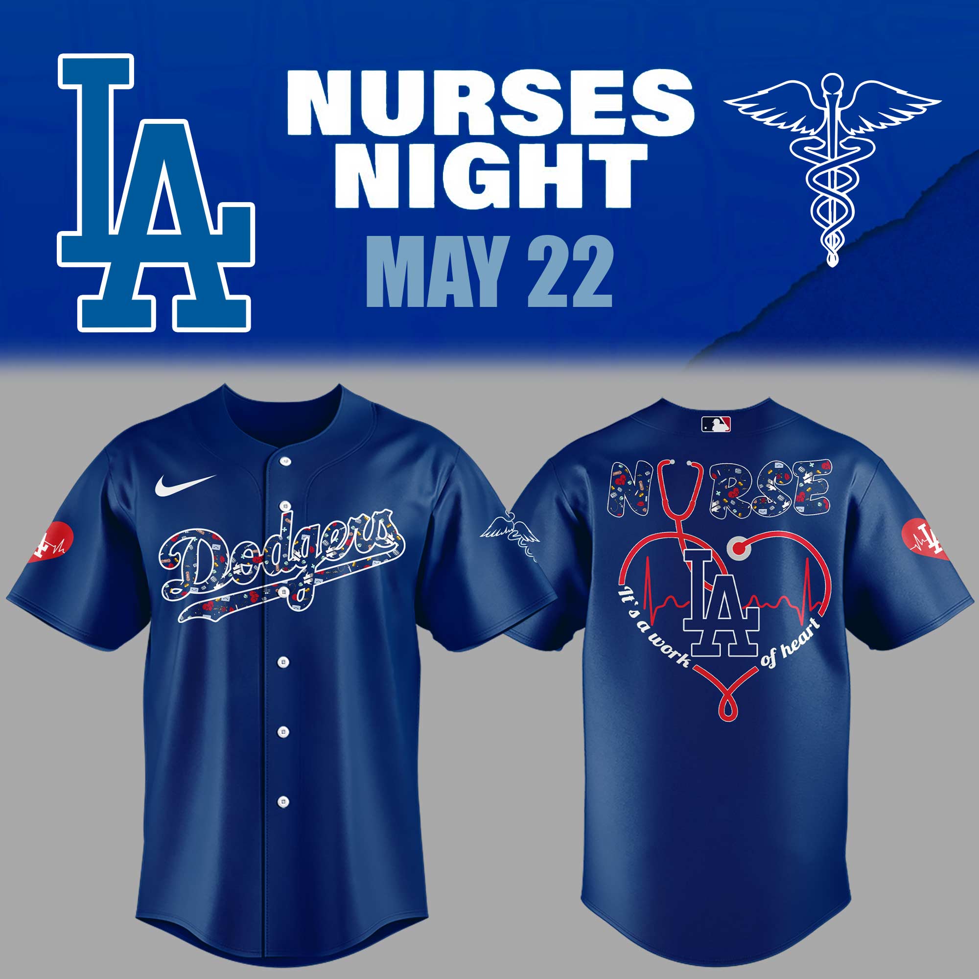 Los Angeles Dodgers Nurses Night Jersey Baseball Father's Day Gifts