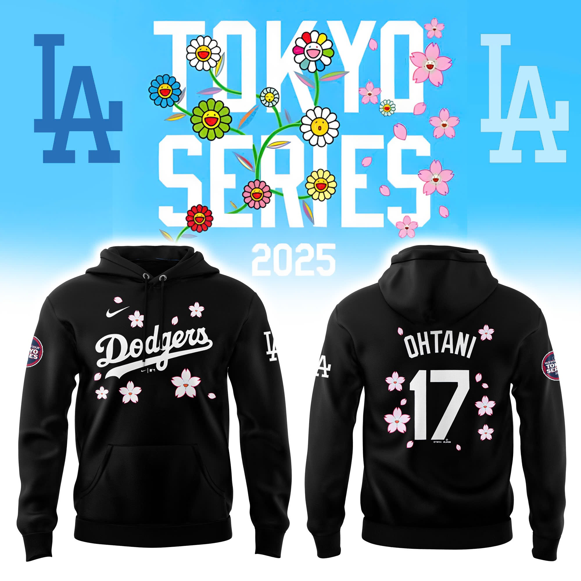 Los Angeles Dodgers OHTANI Tokyo Series 2025 Black Hoodie Best Gifts For Baseball Fans