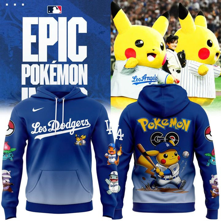 Los Angeles Dodgers Pokemon Go Pikachu 2025 Hoodie Gifts For Baseball Lovers