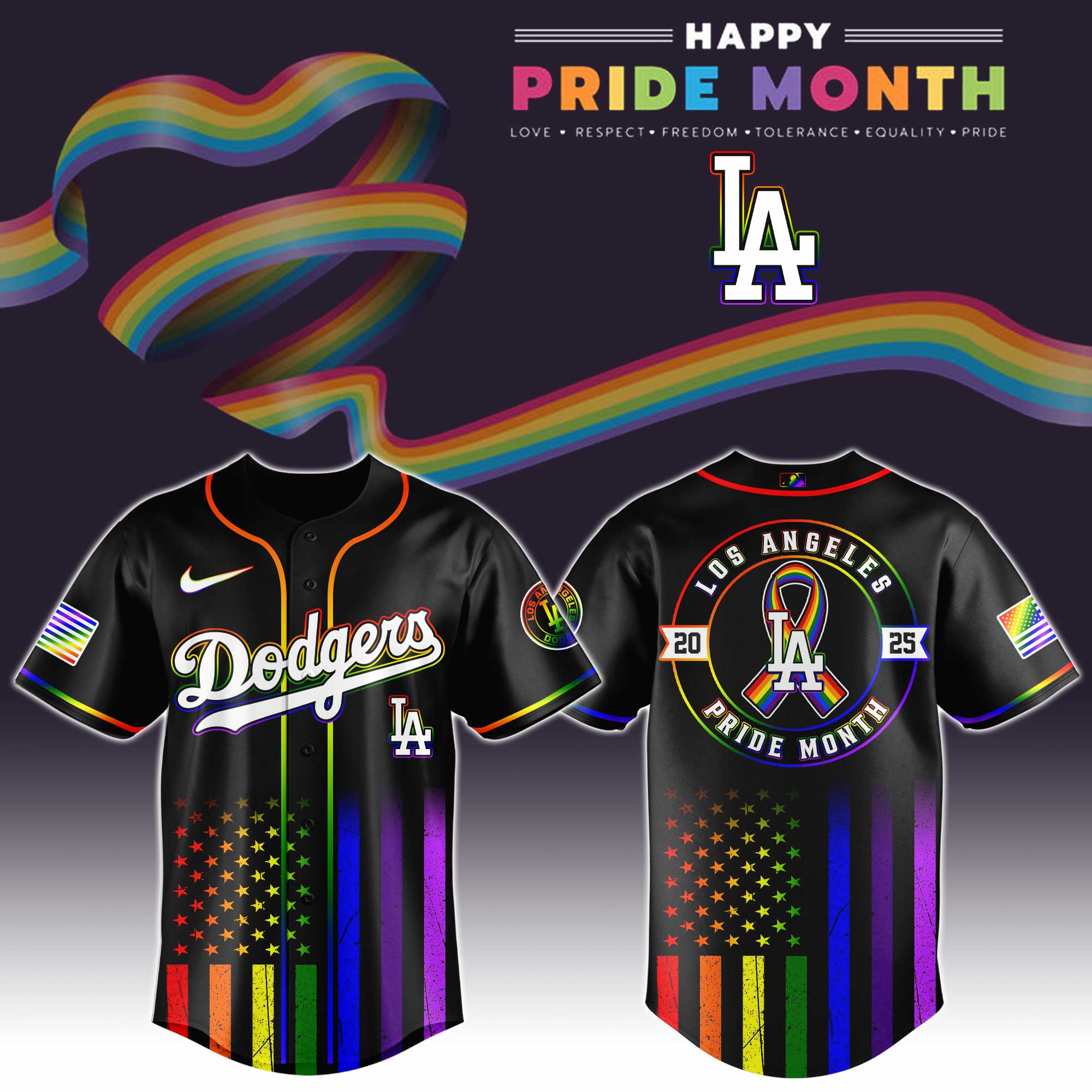 Los Angeles Dodgers Special Pride Month Jersey Gifts For Baseball Players