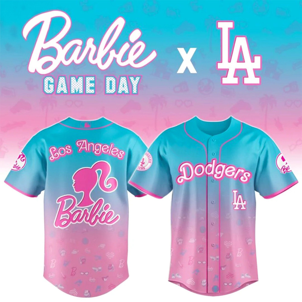 Los Angeles Dodgers x Barbie Game Day Baseball Jersey LA Dodgers Merch Baseball Lover Gift