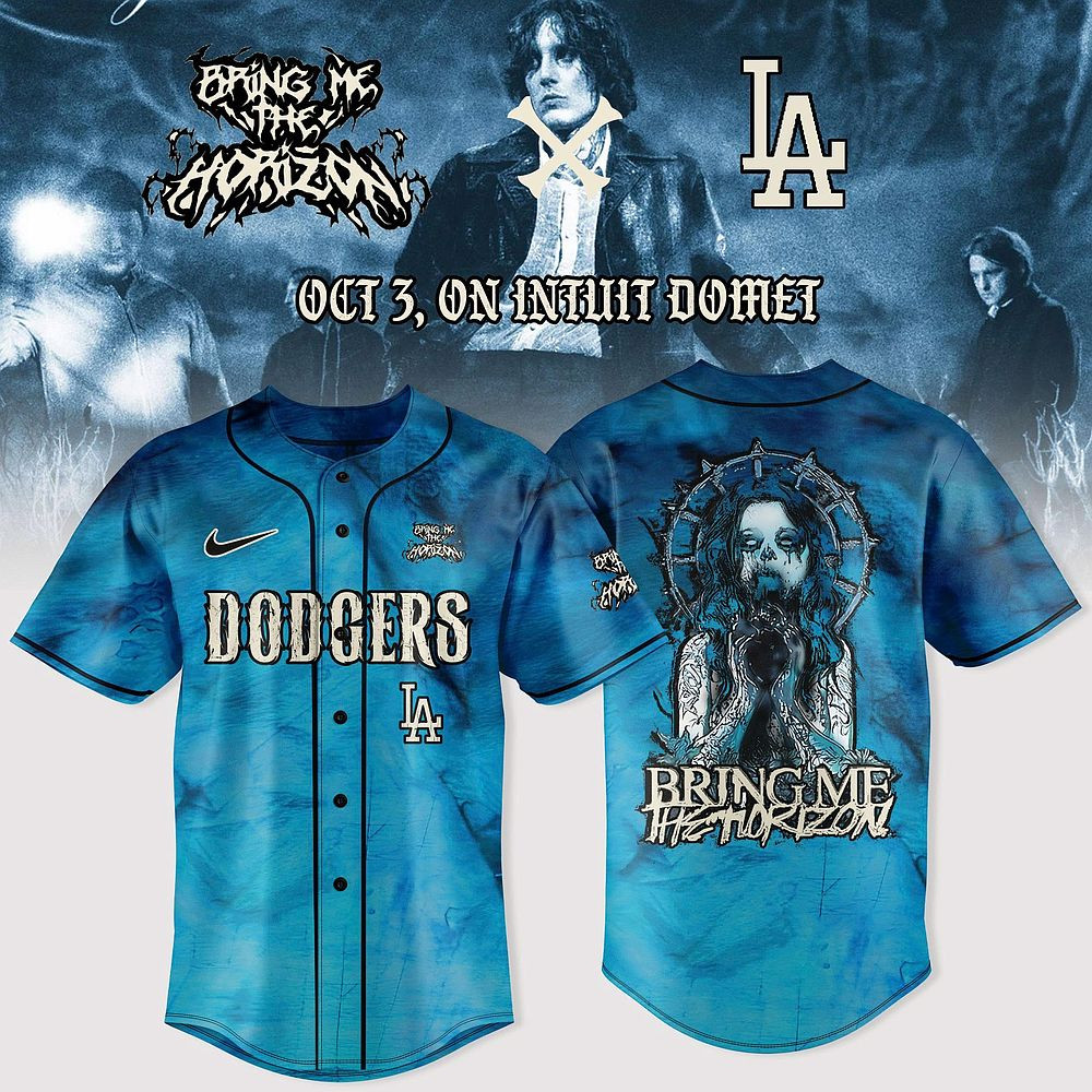 Los Angeles Dodgers x Bring Me The Horizon NA Tour 2025 Merch Baseball Jersey