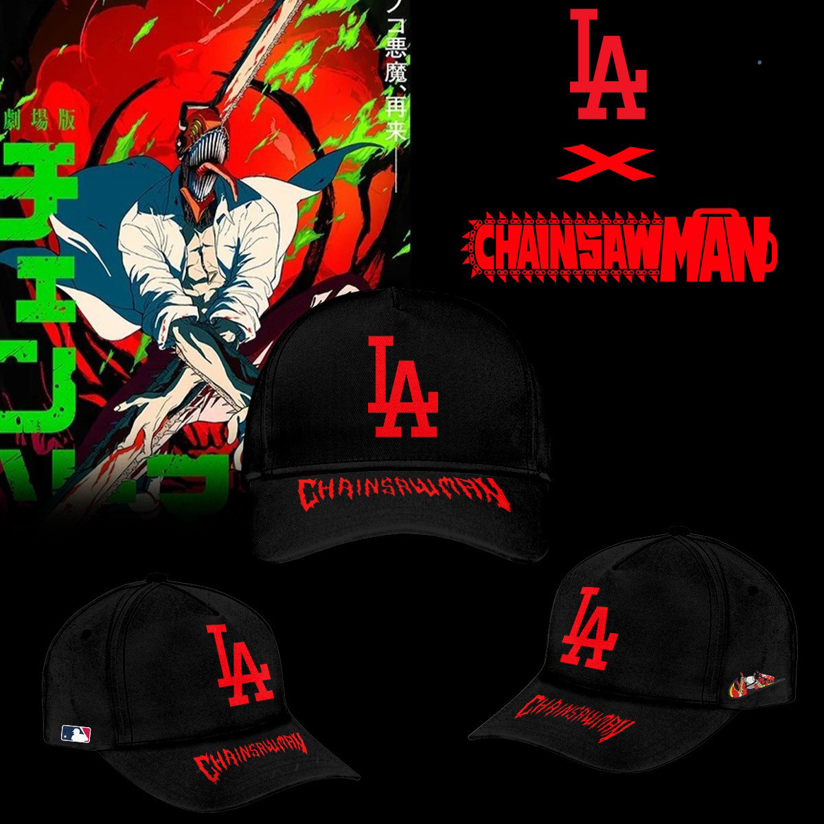 Los Angeles Dodgers x Chainsaw Man Limited Hat 2025 Gifts For Baseball Fans