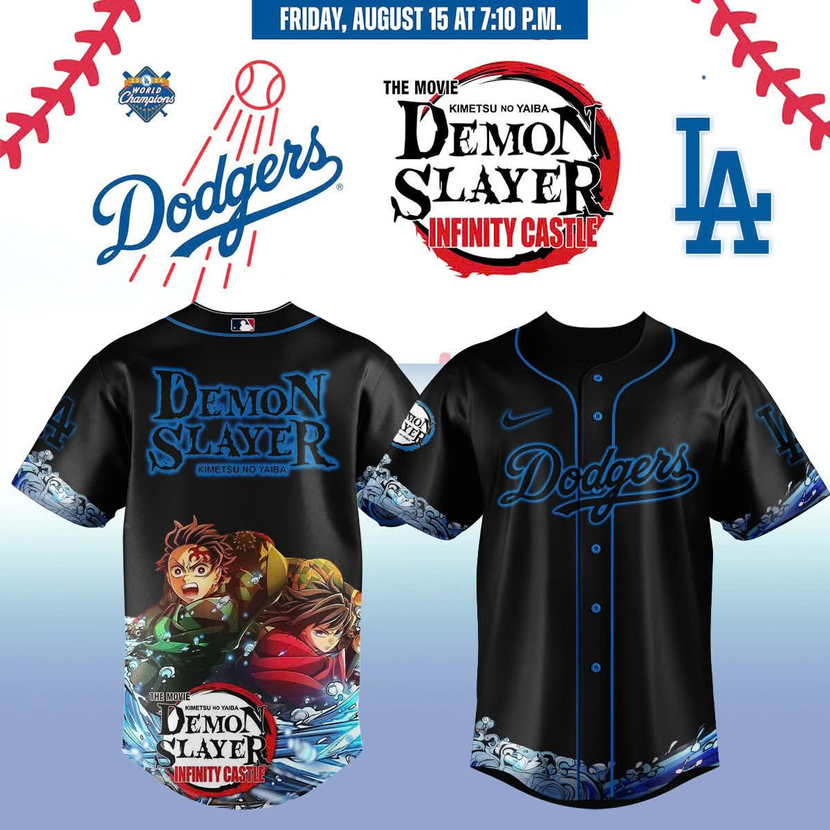 Los Angeles Dodgers X Demon Slayer Jersey Present For Husband