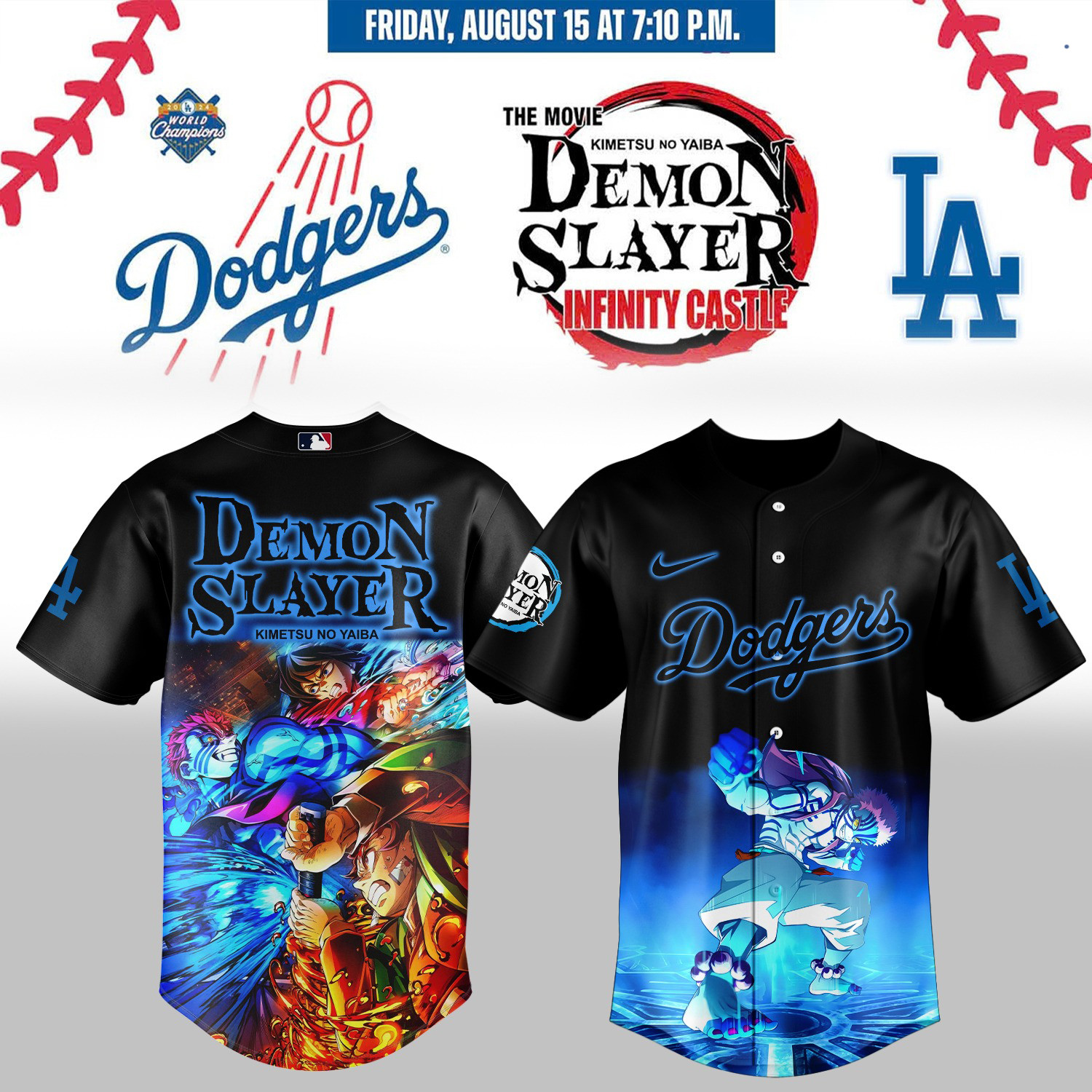 Los Angeles Dodgers X Demon Slayer Kimetsu No Yaiba Jersey 2025 Gift For Husband