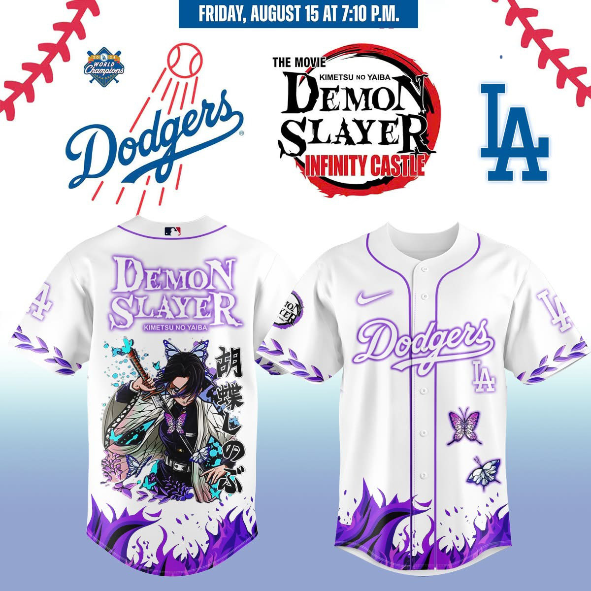 Los Angeles Dodgers X Demon Slayer White Jersey Best Gifts For Husband