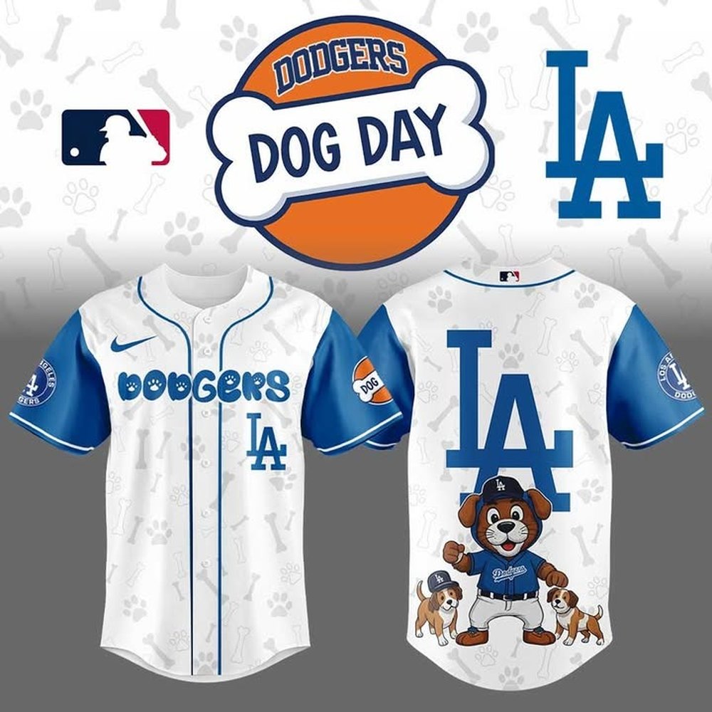 Los Angeles Dodgers x Dog Day Limited Edition White Jersey Dodgers Merch Best Gift For Baseball Lover