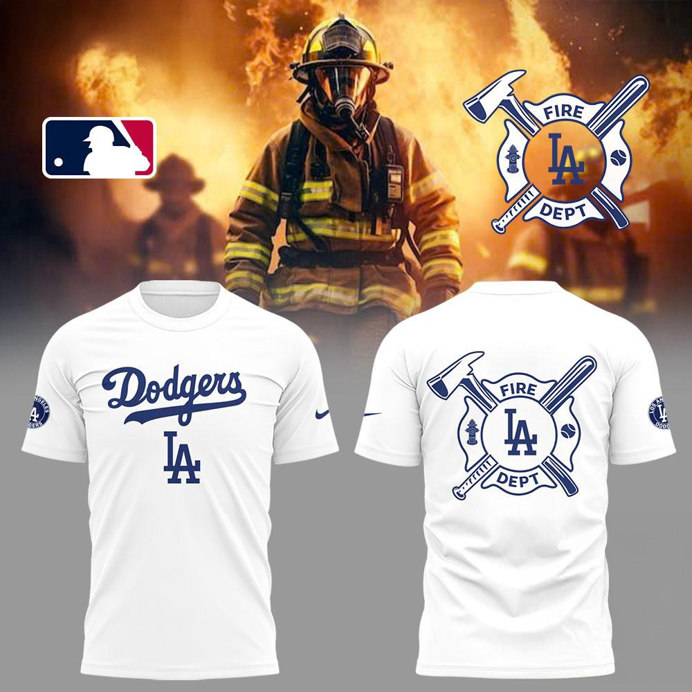 Los Angeles Dodgers x Firefighter Appreciation Night 3D T-Shirt Gifts For Baseball Fans