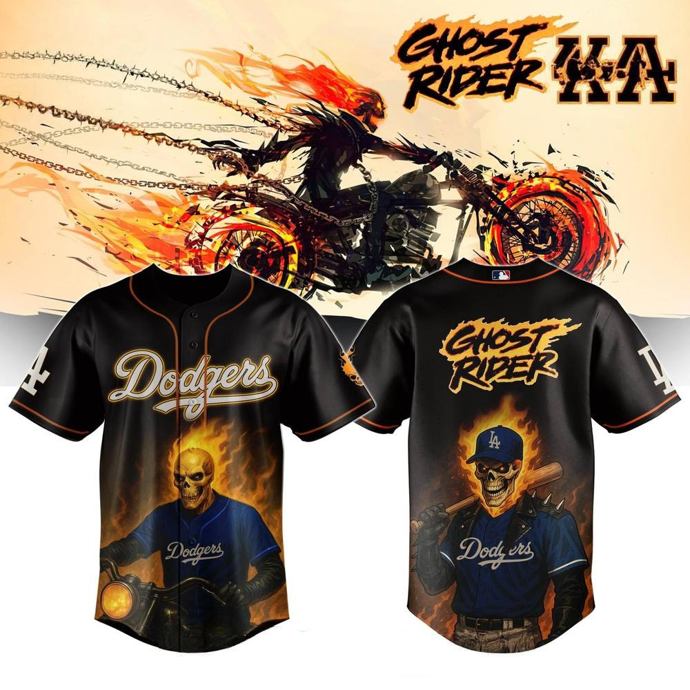 Los Angeles Dodgers x Ghost Rider Inferno Special Edition Baseball Jersey Fans Gifts