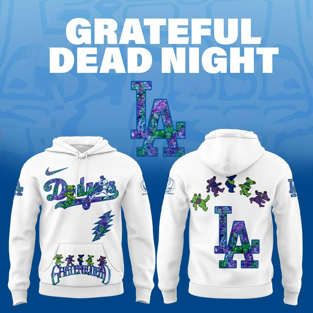 Los Angeles Dodgers x Grateful Dead Night Hoodie Baseball Dodgers Rock Fan Gifts For Him