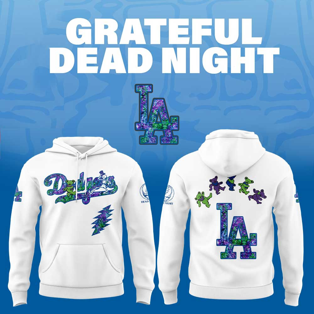 Los Angeles Dodgers x Grateful Dead Night Hoodie MLB Dodgers Best Gifts For Rock Fans