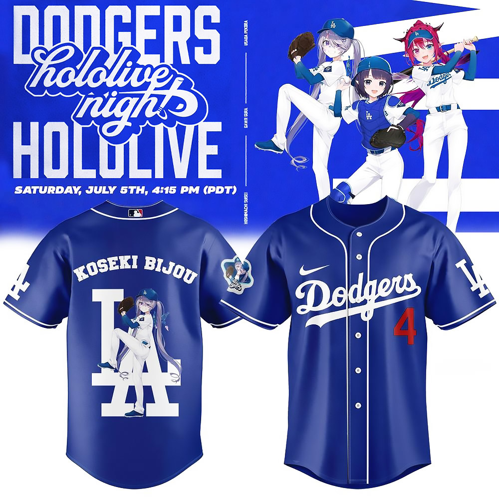 Los Angeles Dodgers x Hololive Night Limited Edition Baseball Jersey Best Gift For Anime And Baseball Fans