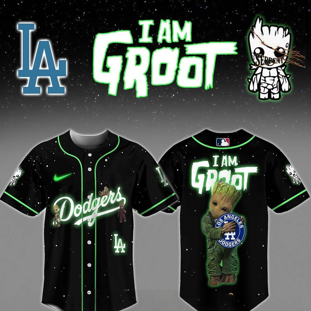 Los Angeles Dodgers X I Am Groot Baseball Jersey Gift Ideas For Baseball Fans
