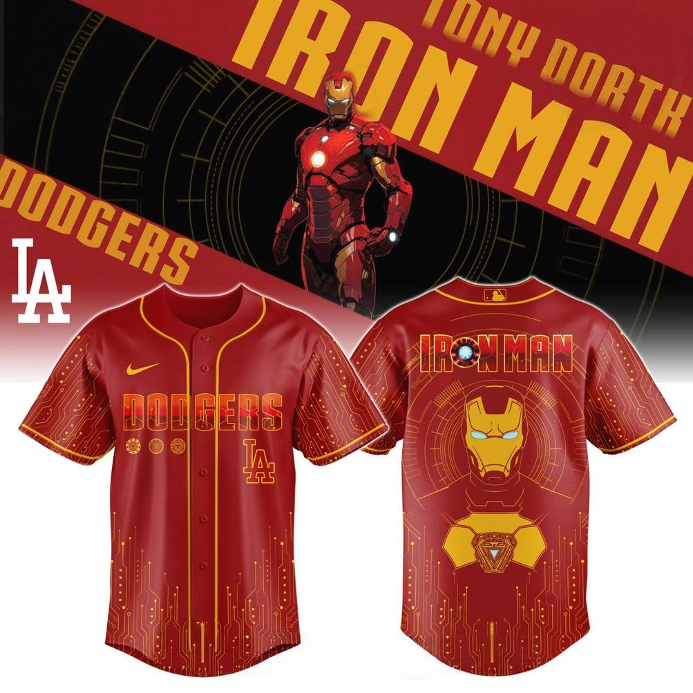 Los Angeles Dodgers x Iron Man Game Night Special Edition Baseball Jersey Gifts For Brother