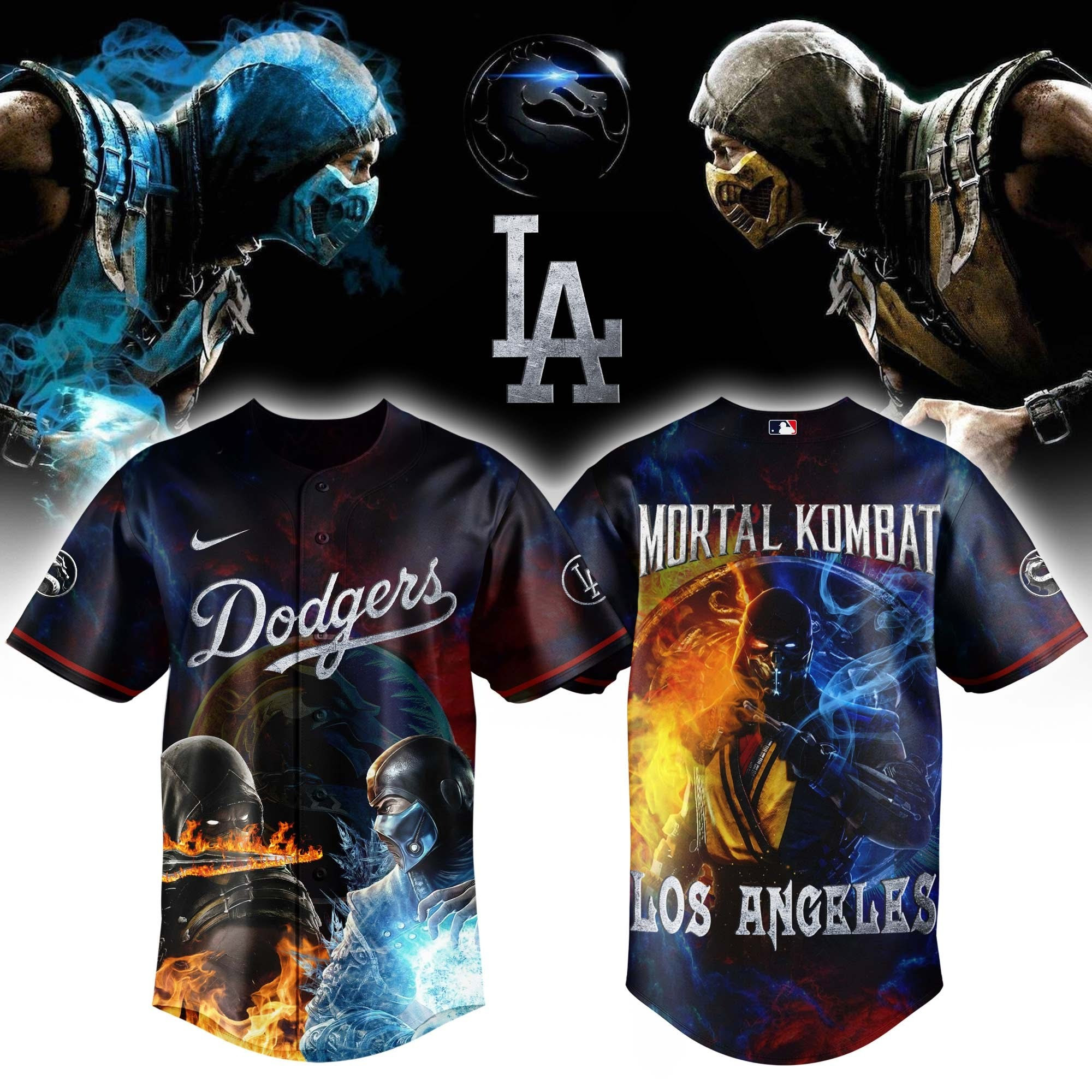 Los Angeles Dodgers x Mortal Kombat Night Limited Edition Baseball Jersey Best Movie Merch For Dodgers Fans