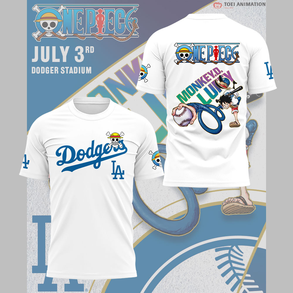 Los Angeles Dodgers x ONE PIECE Night T-Shirt Best Gifts For Baseball Fans