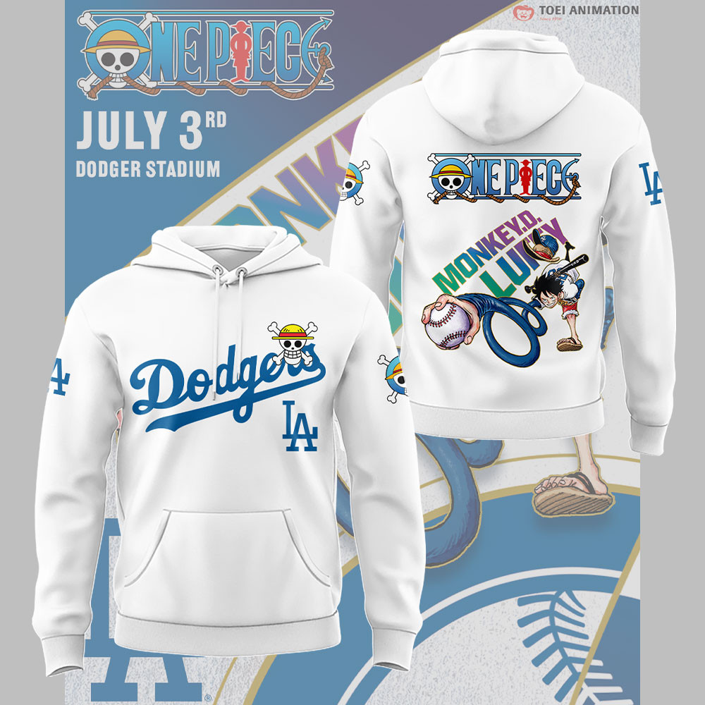 Los Angeles Dodgers x ONE PIECE Night White Hoodie Gifts For Baseball Fans