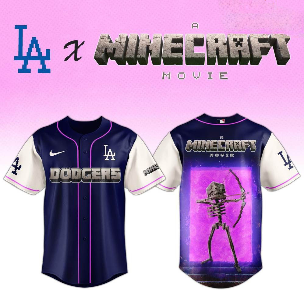 Los Angeles Dodgers x Skeleton A Minecraft Movie Special Baseball Jersey Present Gift For Husband