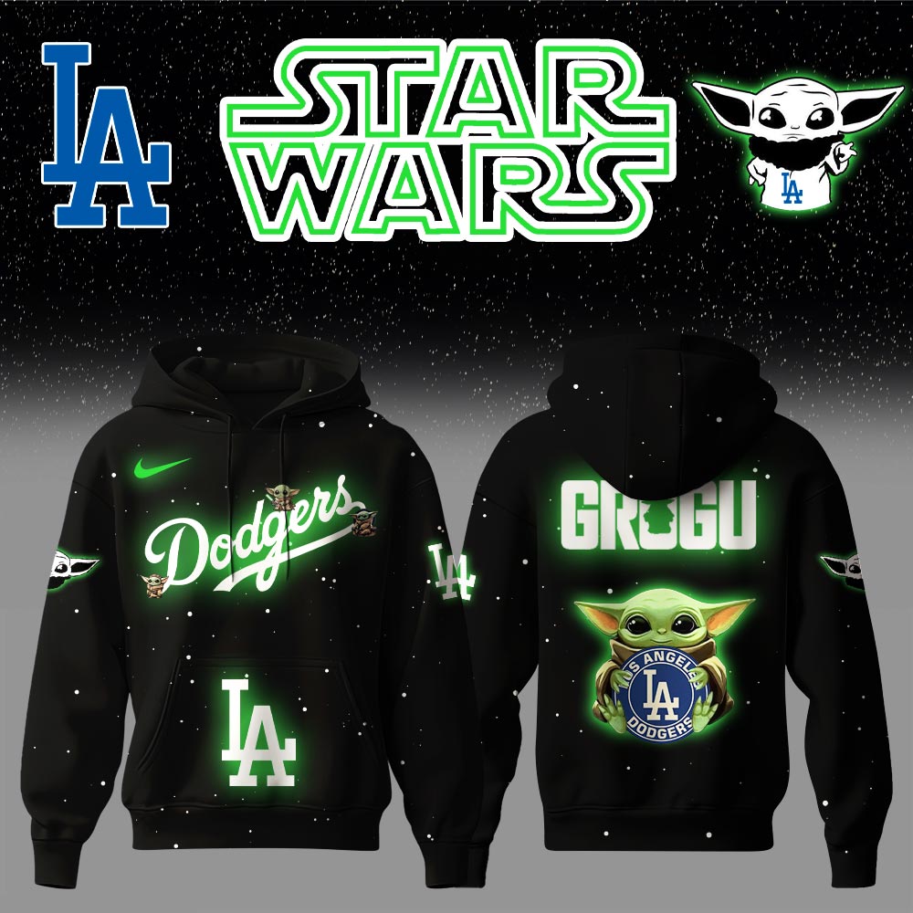 Los Angeles Dodgers x Stars Wars Baby Yoda Game Night Hoodie Baseball Father's Day Gifts