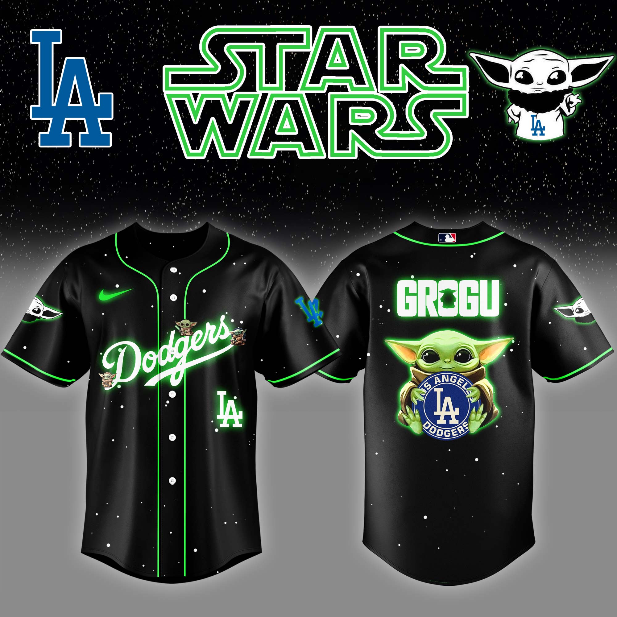 Los Angeles Dodgers x Stars Wars Grogu Night Baseball Jersey Baseball Gifts
