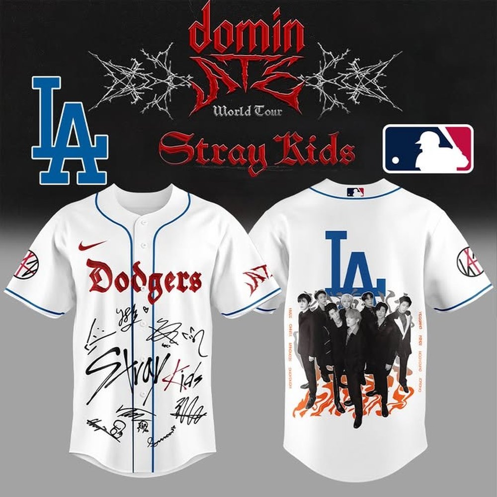 Los Angeles Dodgers x Stray Kids Show Limited White Jersey Dodgers Merch Best Baseball Fans Gift Ideas