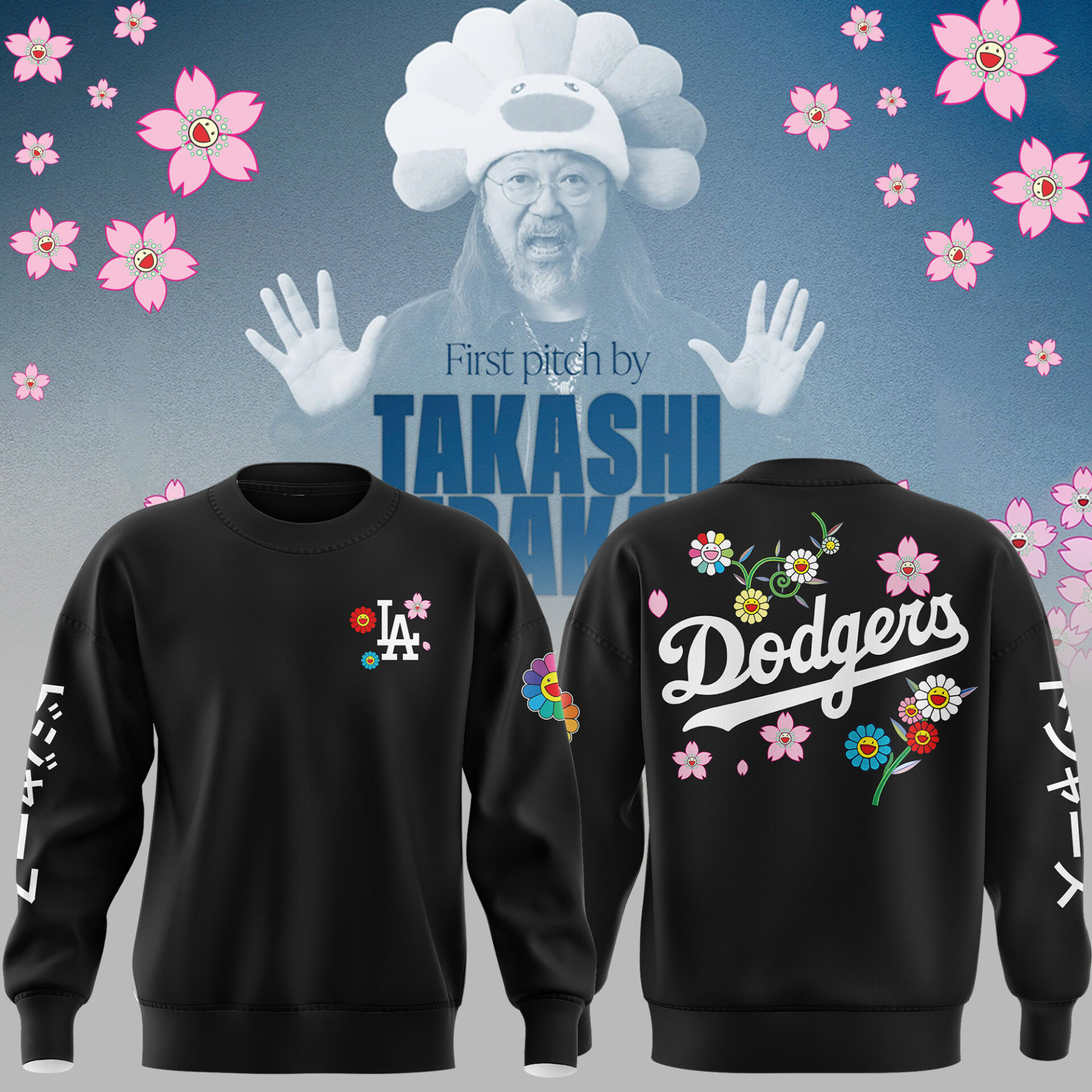 Los Angeles Dodgers x Takashi Murakami Japanese Heritage Night Sweatshirt Baseball Fan Gifts