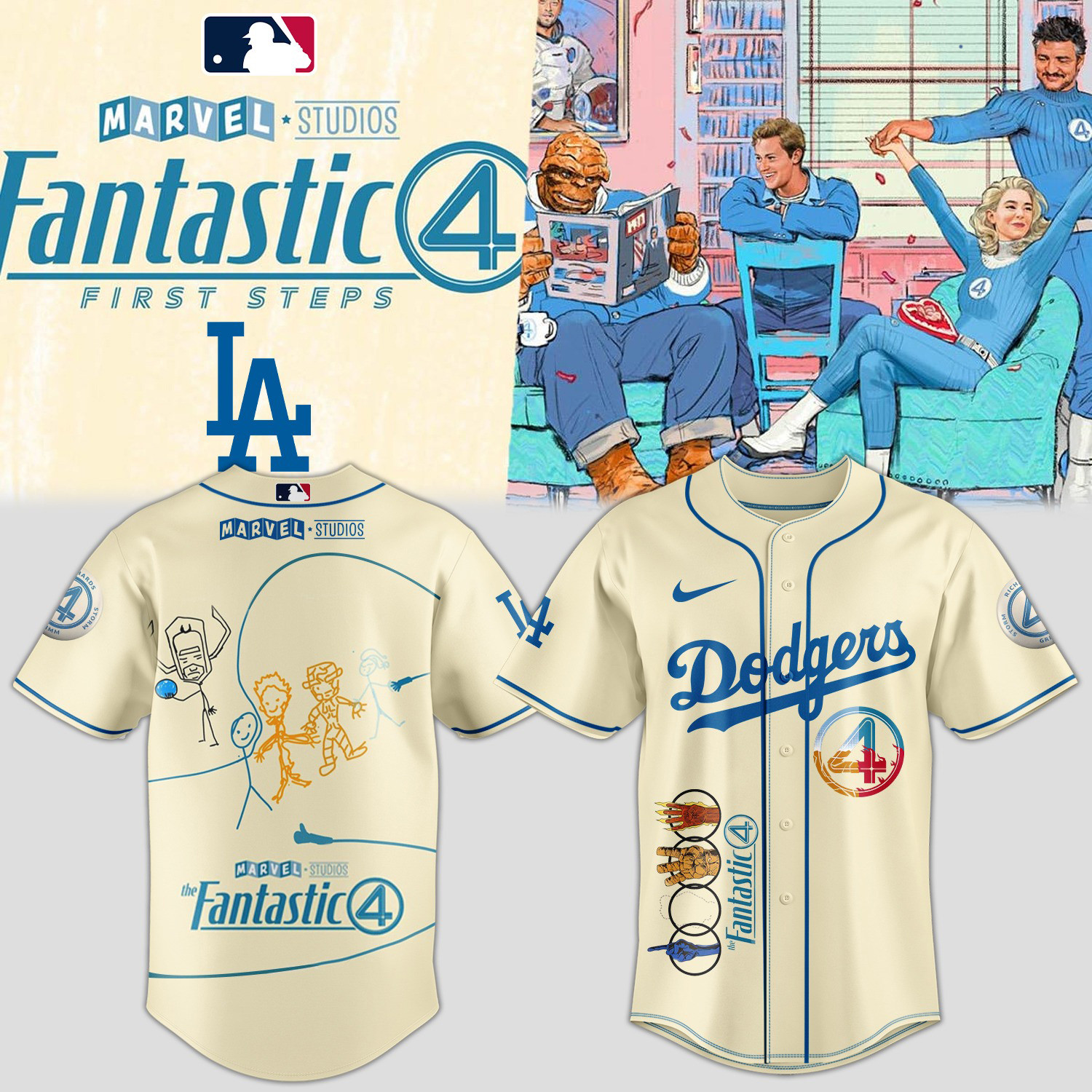 Los Angeles Dodgers x The Fantastic Four Jersey 2025 Present For Husband