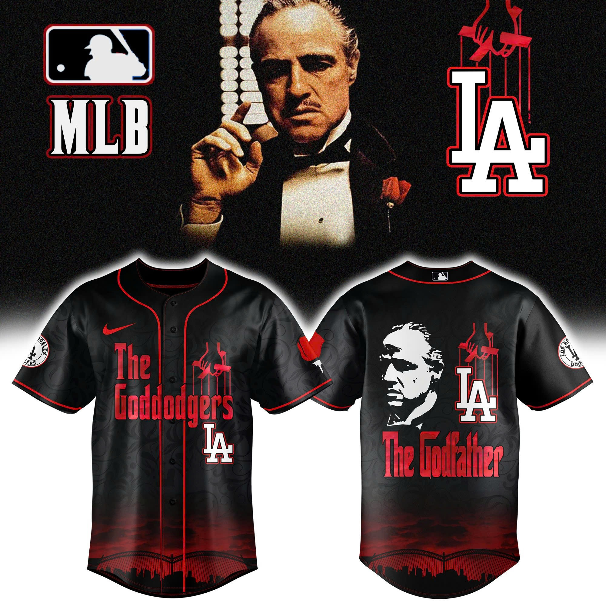 Los Angeles Dodgers x The Godfather Baseball Jersey Baseball Player Gift Ideas