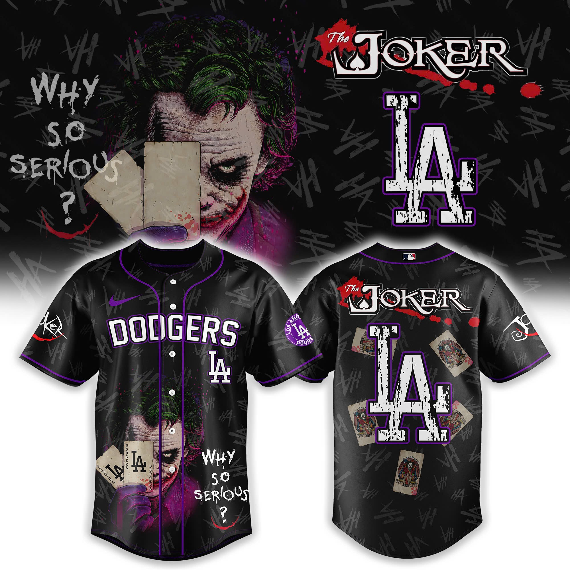 Los Angeles Dodgers x The Joker Baseball Jersey Gift Ideas For Baseball Fans