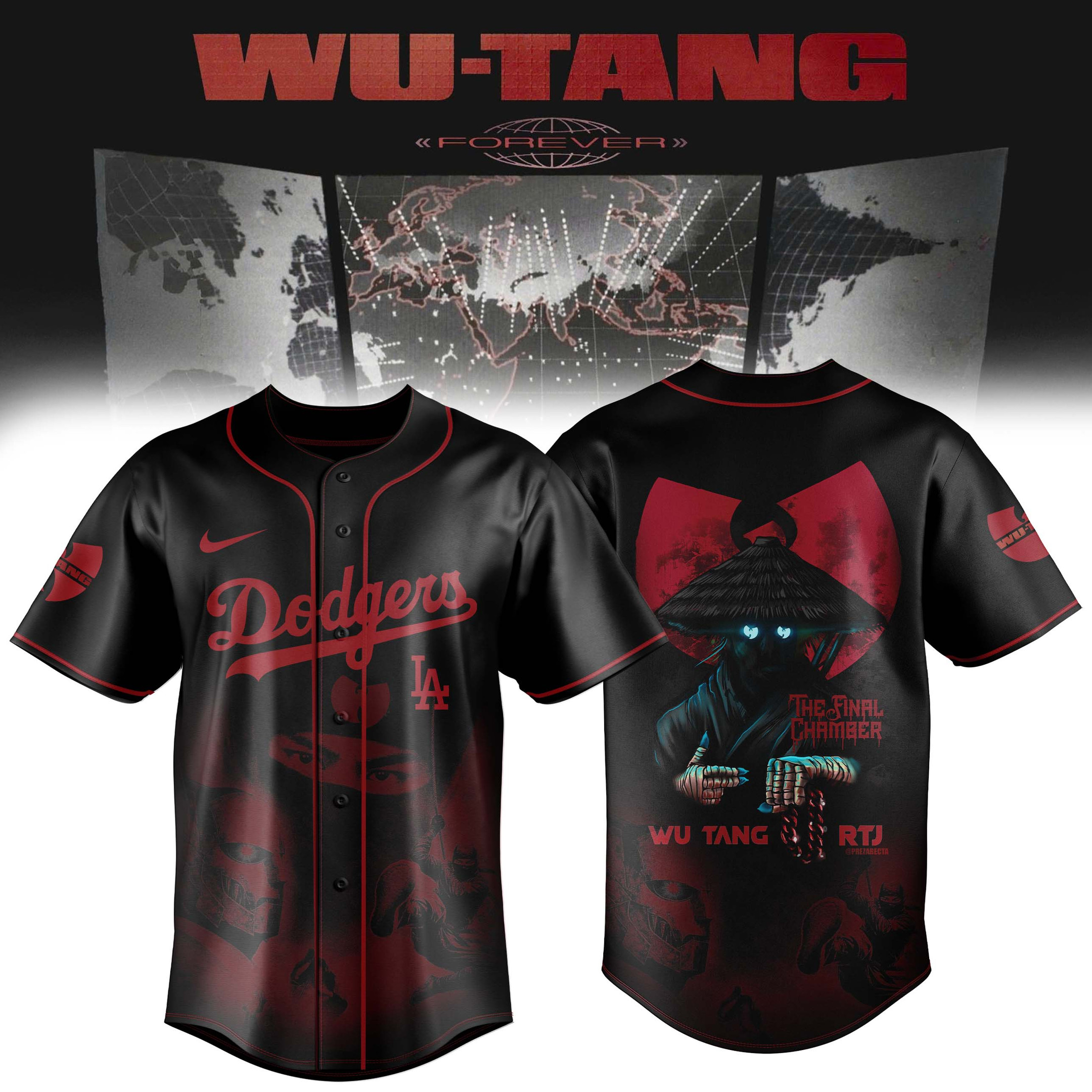 Los Angeles Dodgers x Wu Tang Clan Baseball Jersey Game Day Merch Dodgers Fan Gift For Music Buffs