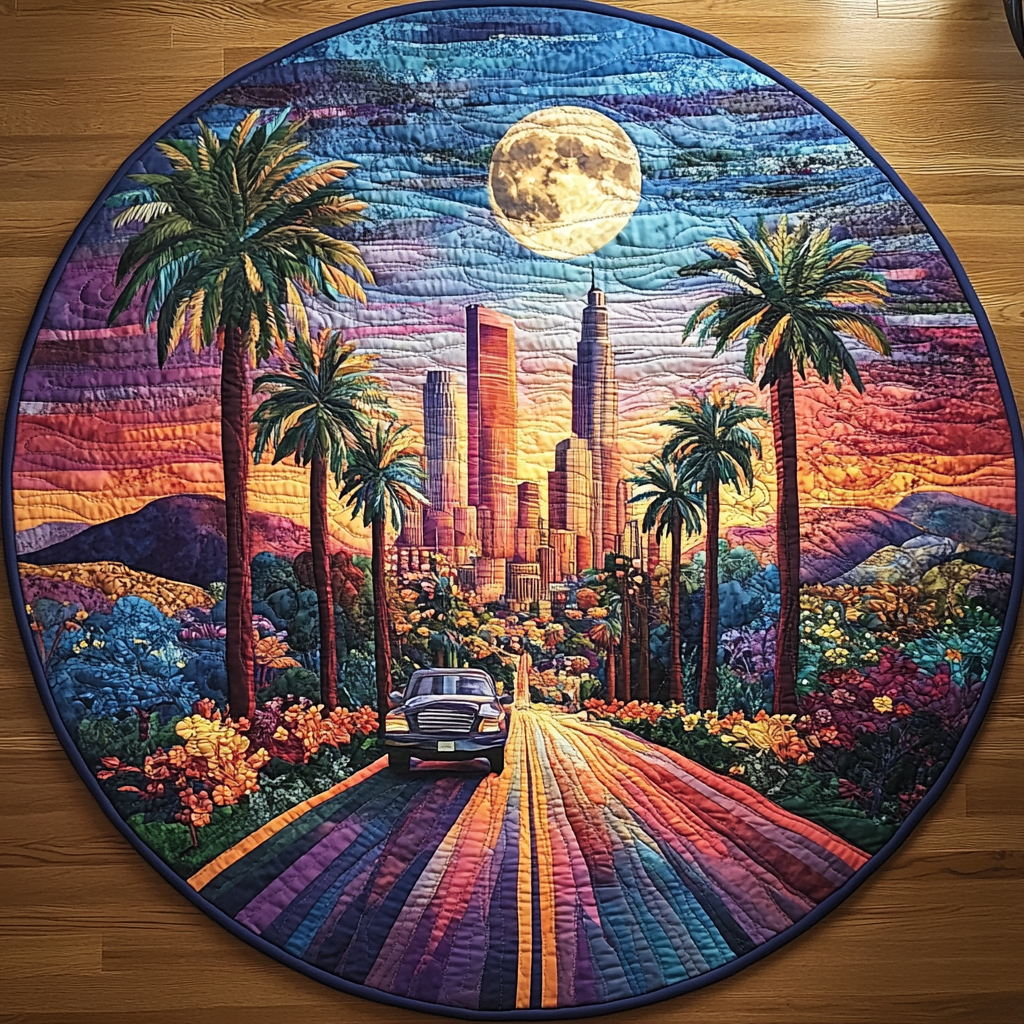 Los Angeles Dreams Quilted Round Mat Entryway Decor Xmas Gift Ideas For Daughter In Law