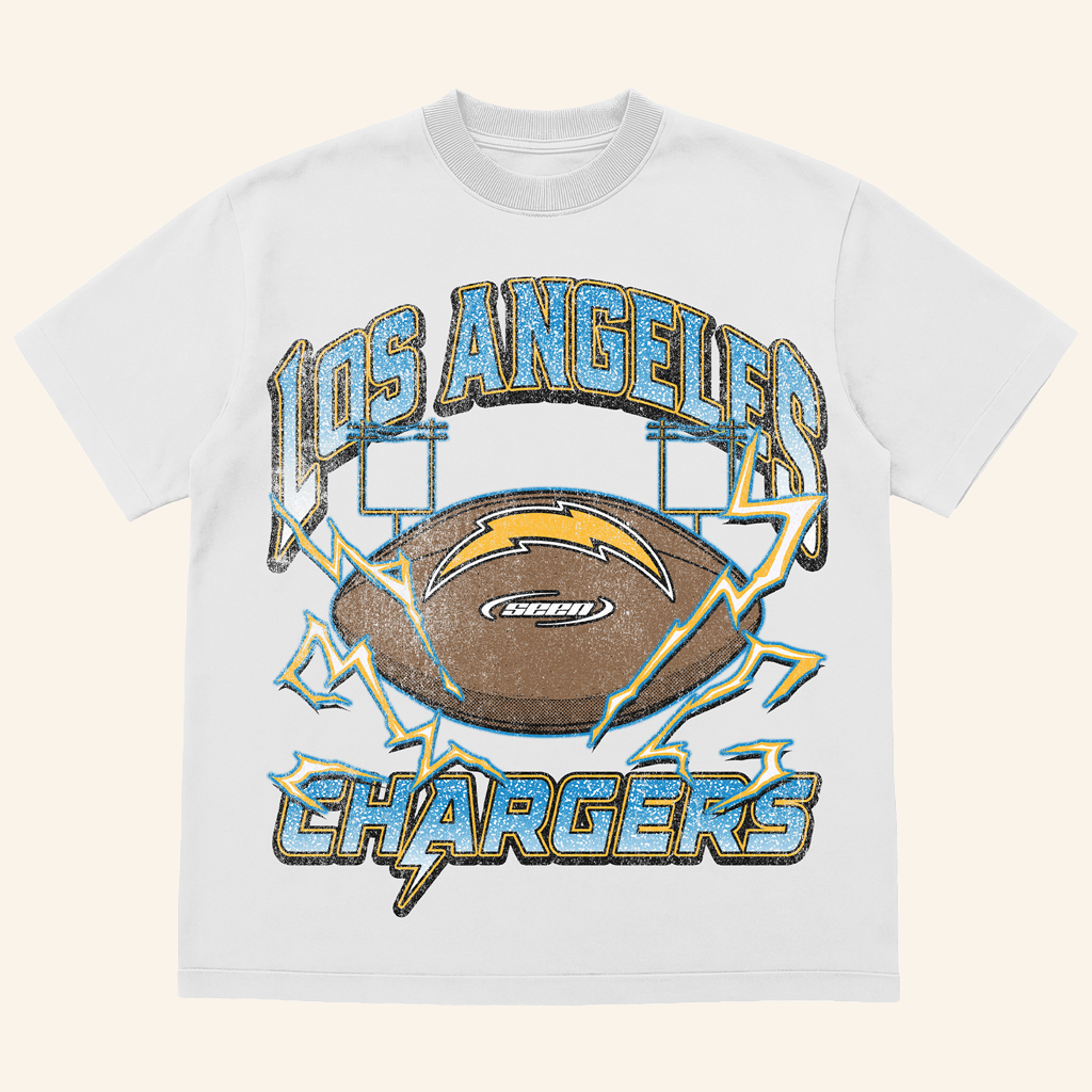 Los Angeles Football Merch Seen X LA Football Chargers Power Grid T-Shirt Gifts For Fans