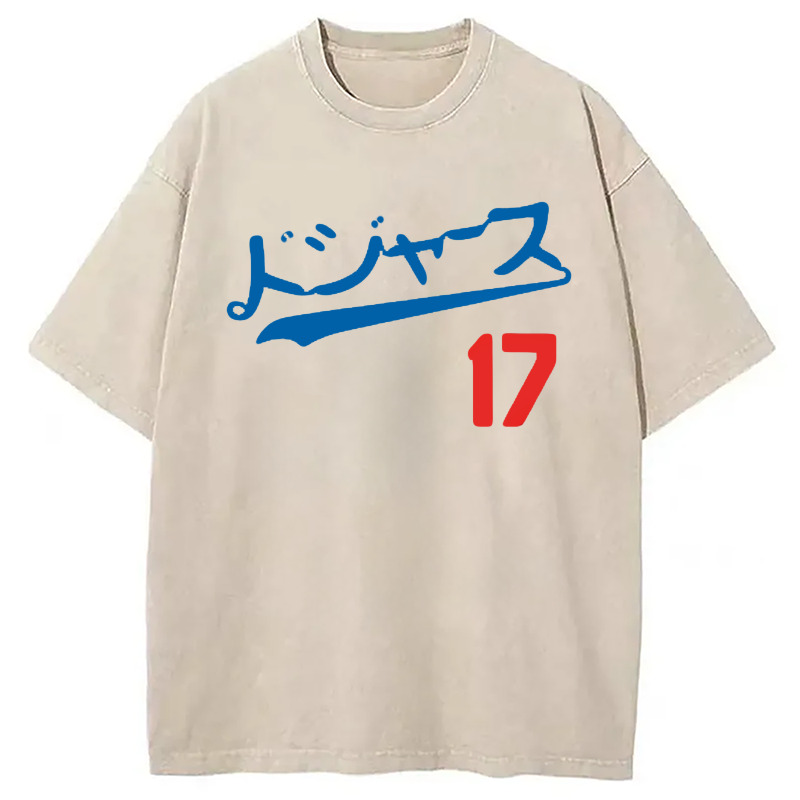 Los Angeles Japanese Baseball Fan Washed T-Shirt Minimal Retro Graphic Clothing Gifts For Best Friend