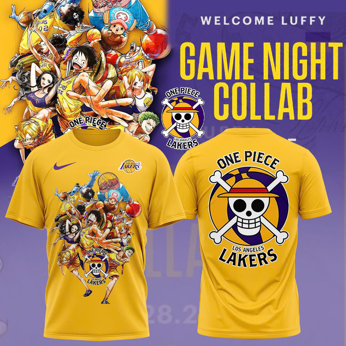 Los Angeles Lakers Basketball X One Piece T-Shirt Basketball Fan Gift Ideas
