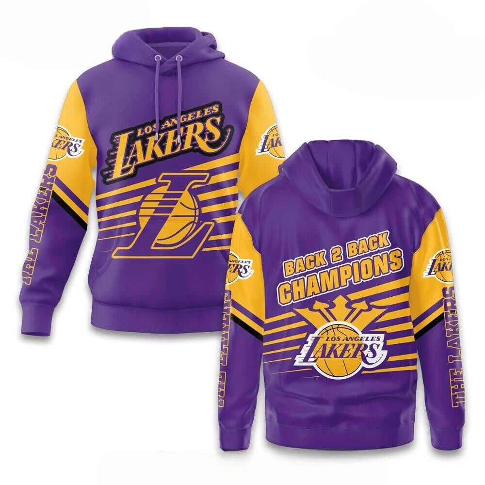 Los Angeles Lakers NBA Back 2 Back Purple Hoodie Good Gifts For Basketball Fans