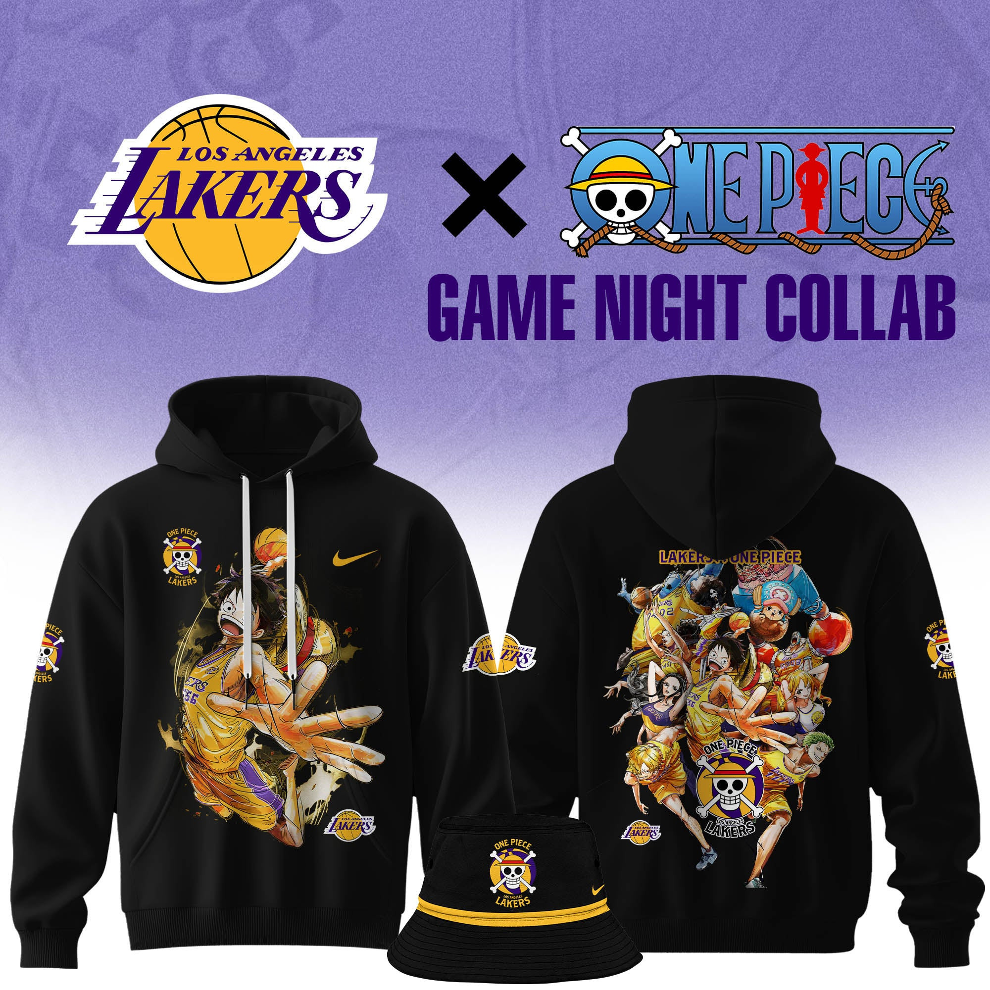Los Angeles Lakers One Piece LA Lakers Luffy Hoodie Basketball Fan Gift Ideas