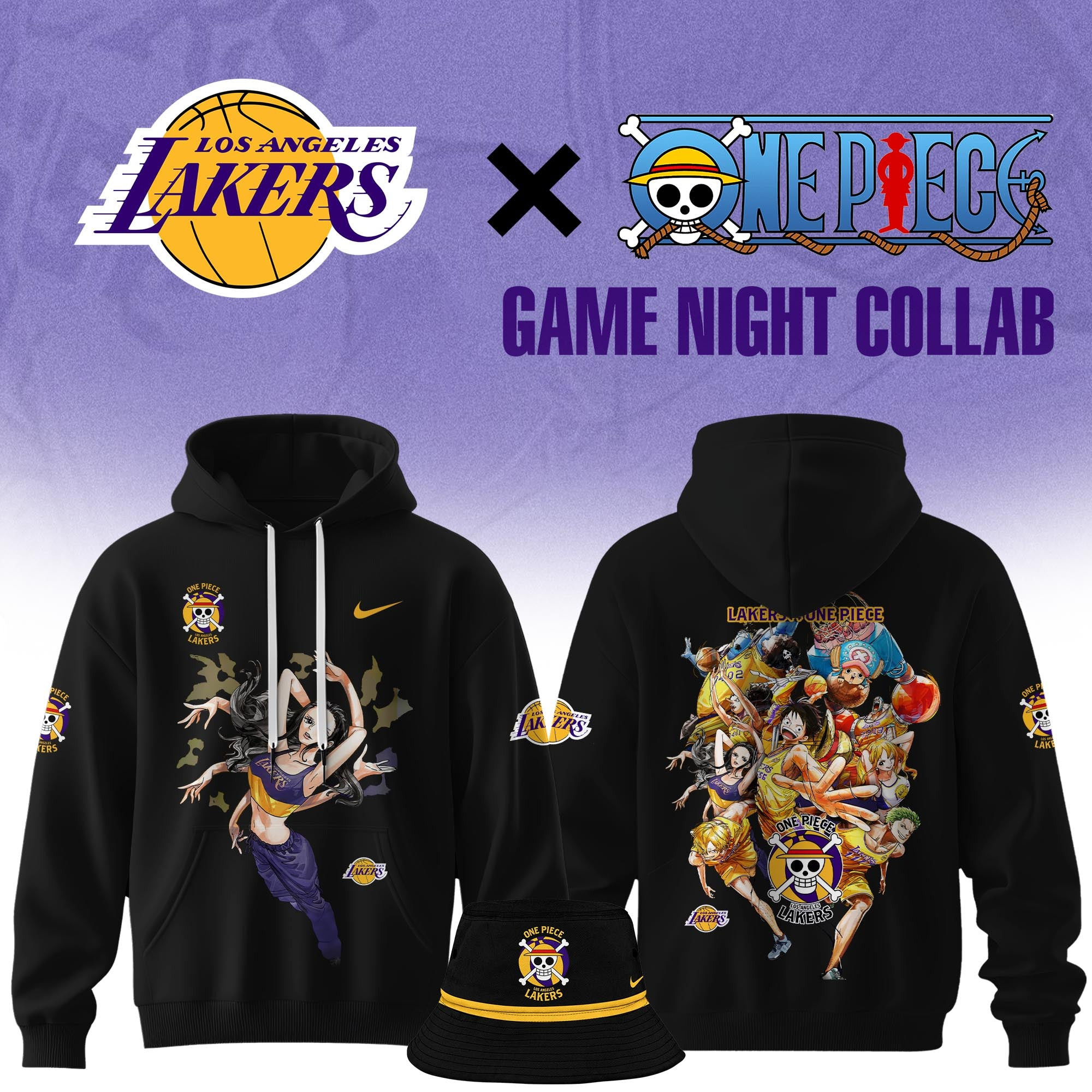 Los Angeles Lakers One Piece LA Lakers Nico Robin Hoodie Gifts For Basketball Fan