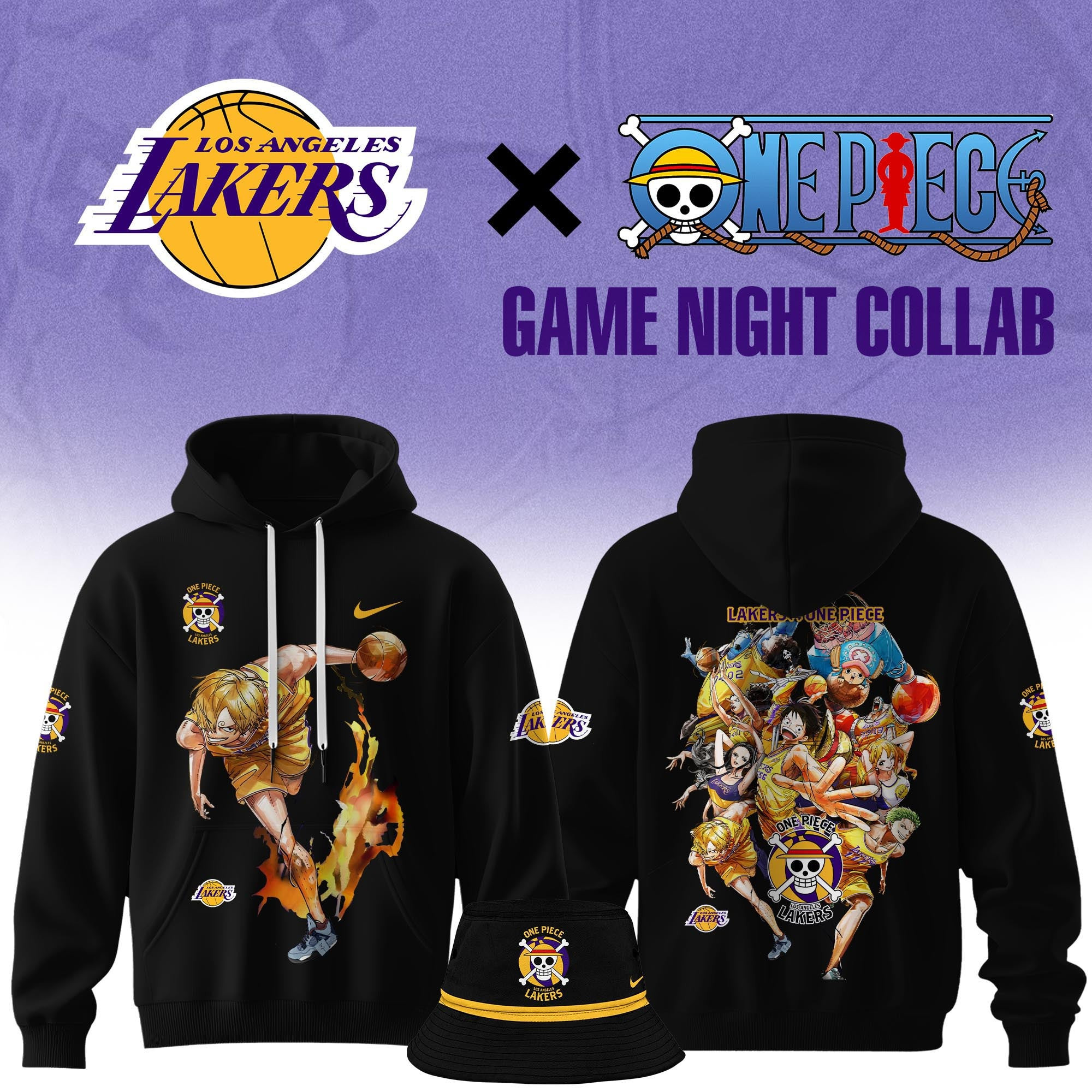 Los Angeles Lakers One Piece LA Lakers Sanji Hoodie Gift For Basketball Lover